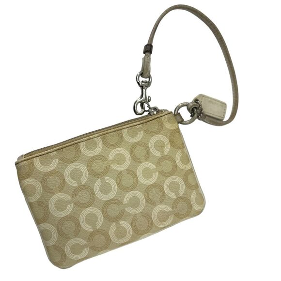 Coach signature leather Wristlet Very Used wallet cream logo - Picture 11 of 13